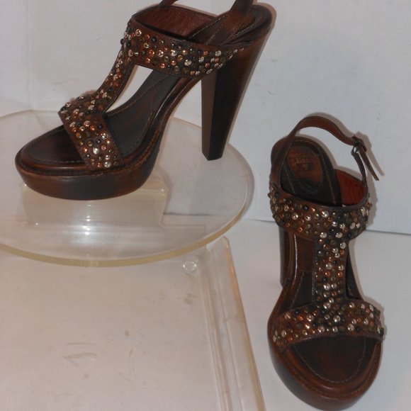 FRYE JOY STUDDED PLATFORM SHOES SIZE 8.5 MEDIUM - Picture 4 of 10